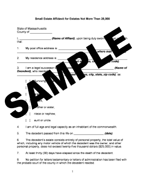 Massachusetts Small Estate Affidavit  Form