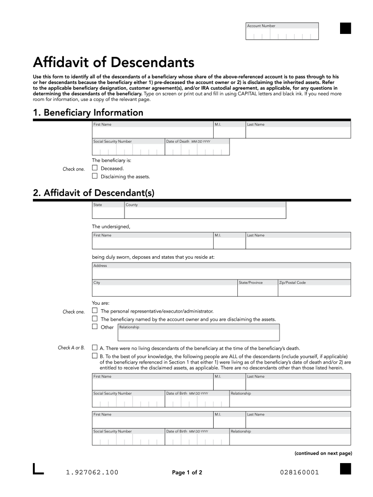 Get and Sign Affidavit of Descendants 2012-2022 Form