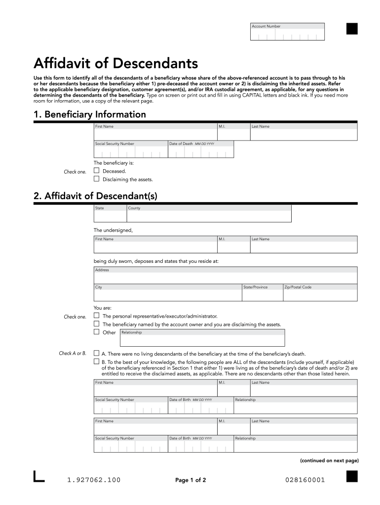  Affidavit of Descendants 2012-2024