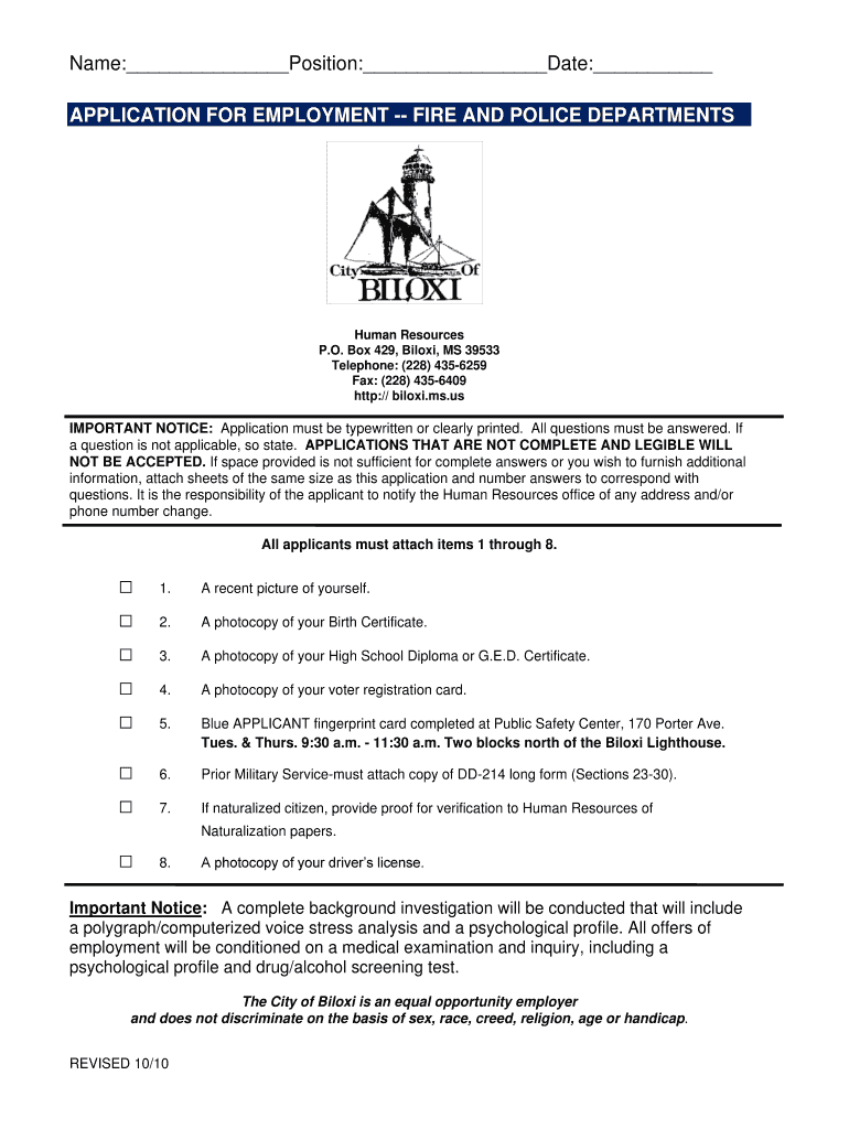  Public Safety Application  City of Biloxi 2010-2024