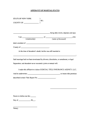 Affidavit of Marital Status  Form