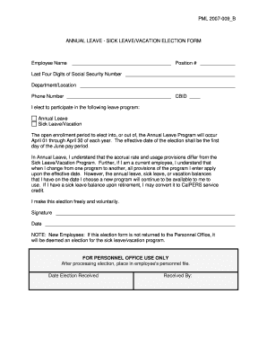 Vacation Application  Form