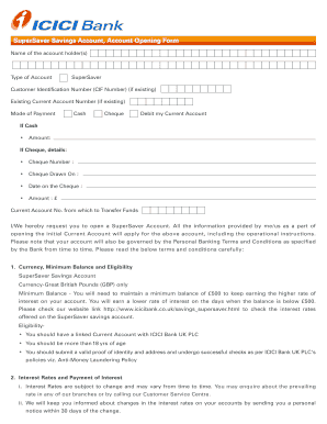 Icici Account Opening Form