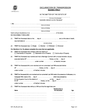 Declaration of Transmission Form