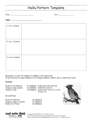 Haiku Template Printable  Form