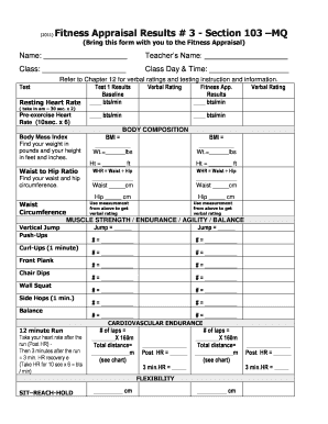 Vanier Fitness Appraisal Verbal Rating  Form