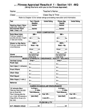 Fitness Appraisal  Form