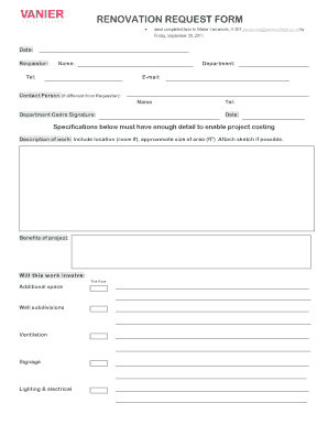  Renovation Request Form 2011