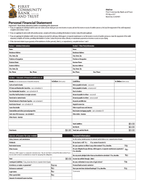 Personal Financial Statement First Community Bank and Trust  Form