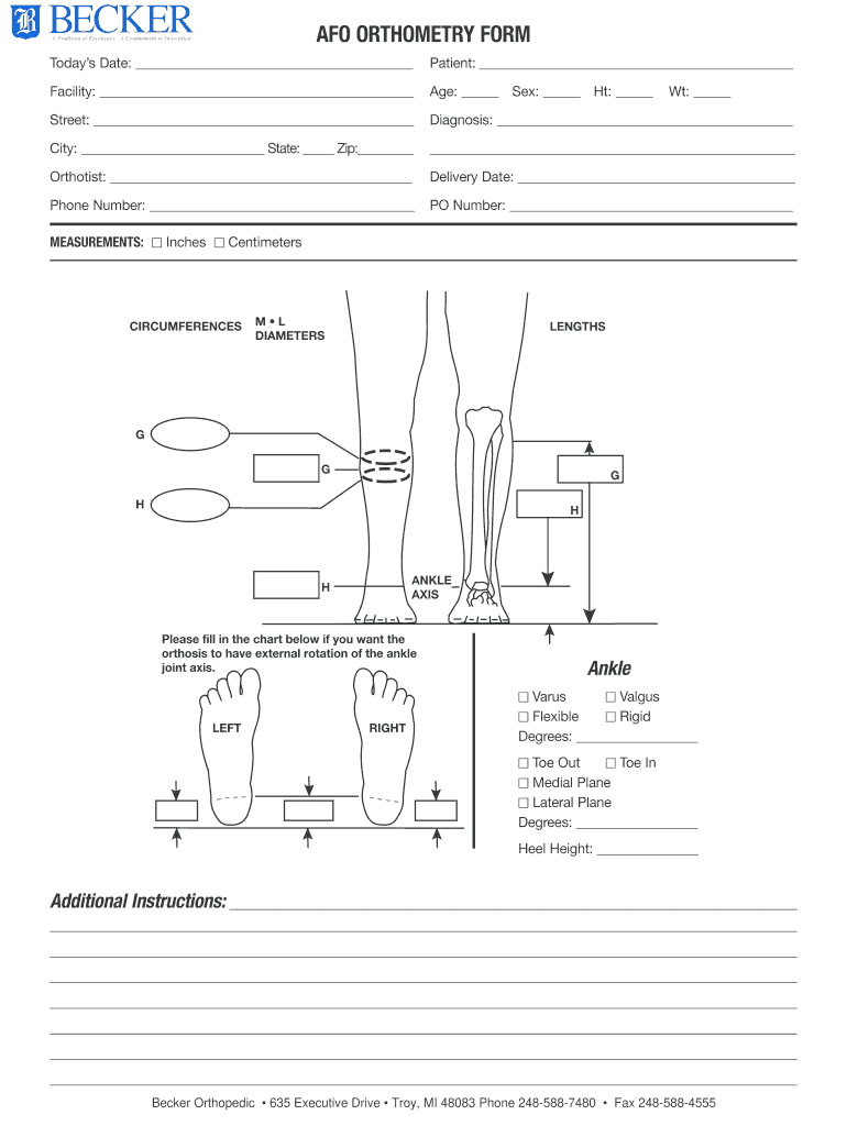 Afo Measurement Form