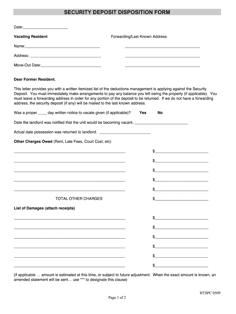 Sample Landlord Letter Returning Security Deposit from www.signnow.com