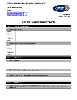 Pre Application Enquiry Form PDF Durham County Council Content Durham Gov