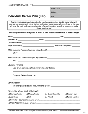Individual Career Plan  Form