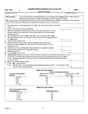 Simplified Method Worksheet  Form