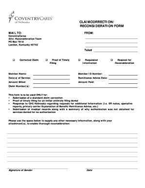 Coventry Ne Reconsideration Form