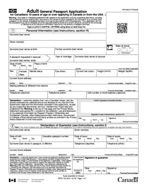 Adult General Passport Application  Form