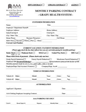 Grady Employee Parking  Form