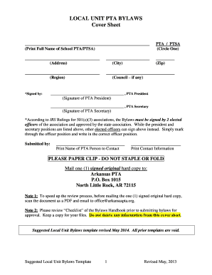 Pta Bylaws Example  Form