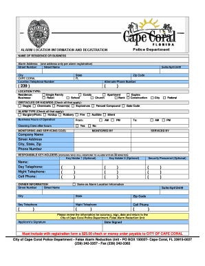 Lee County Alarm Permit  Form