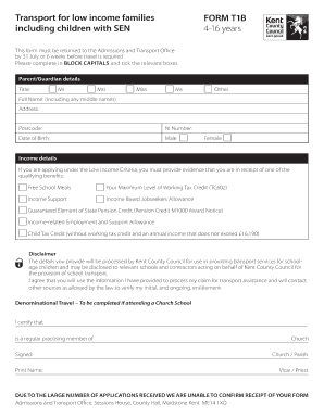 Ttansport Application T1b Form