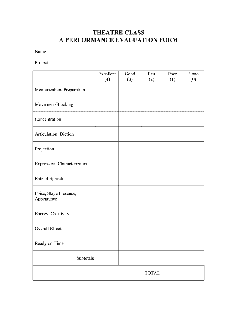 Theatre Evaluation  Form