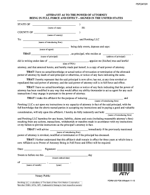 Power of Attorney Affidavit  Form