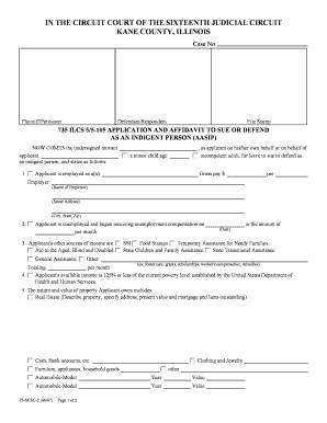 Affidavit of Indigency Kane County Form