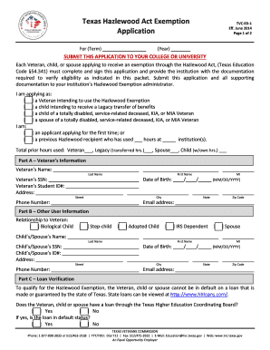 Texas Hazlewood Act Exemption Application Collin College Collin  Form