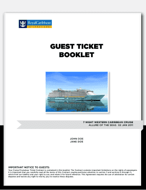 Royal Caribbean Guest Ticket Booklet  Form