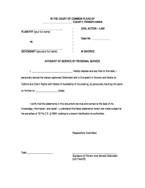 Pennsylvania Affidavit Service  Form