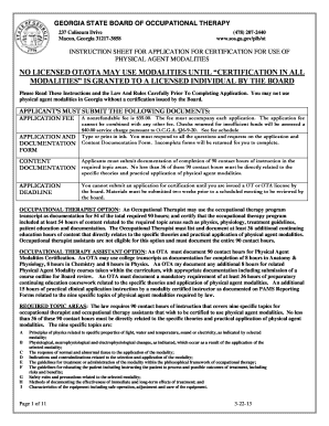 No Licensed Otota May Use Modalities until Certification Georgia Sos Georgia  Form