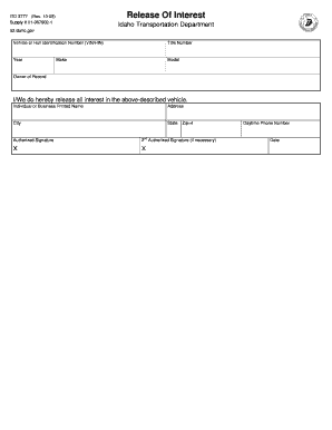 Idaho Release of Interest  Form