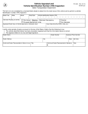 Idaho Vehicle Vin Verification Form