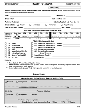 Rochester City School District Leave of Absence Form