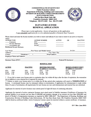 Elevator License Print Form