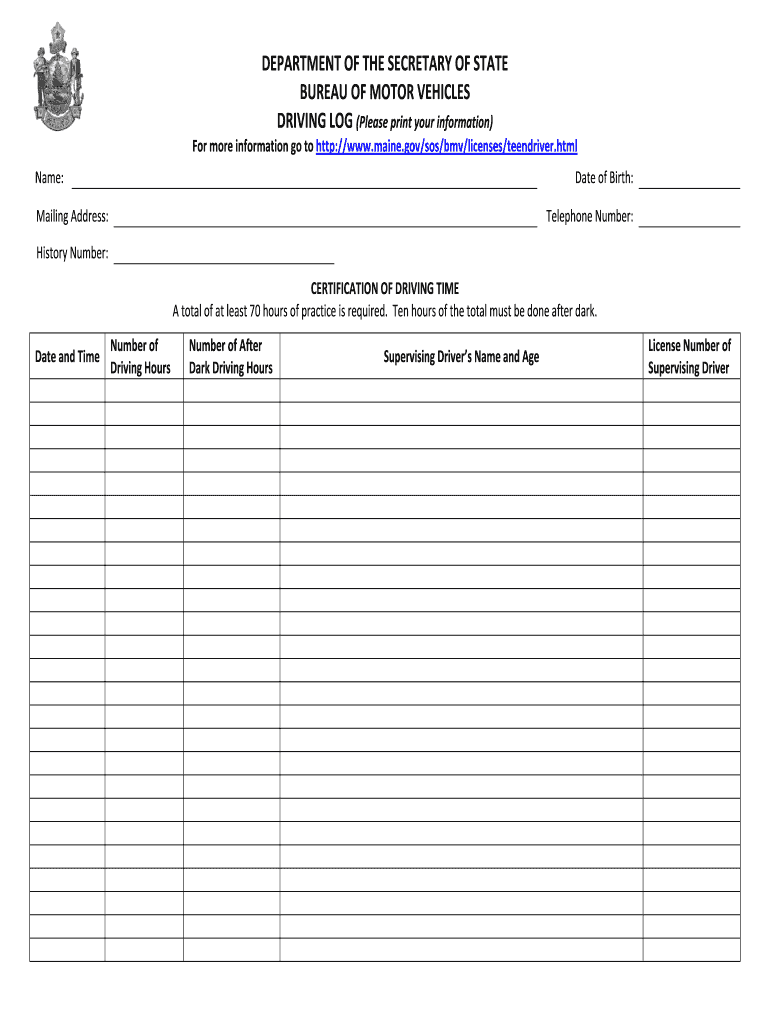 What is a History Number on Driving Log  Form