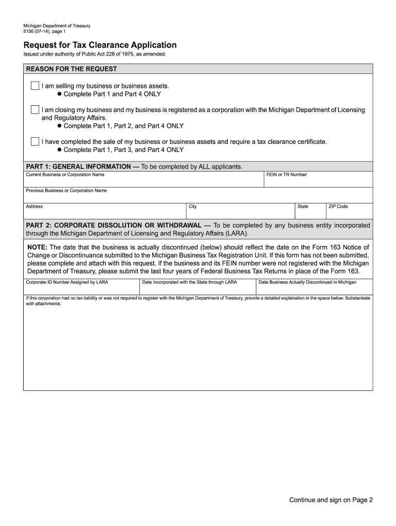  Michigan Form 5156 2014