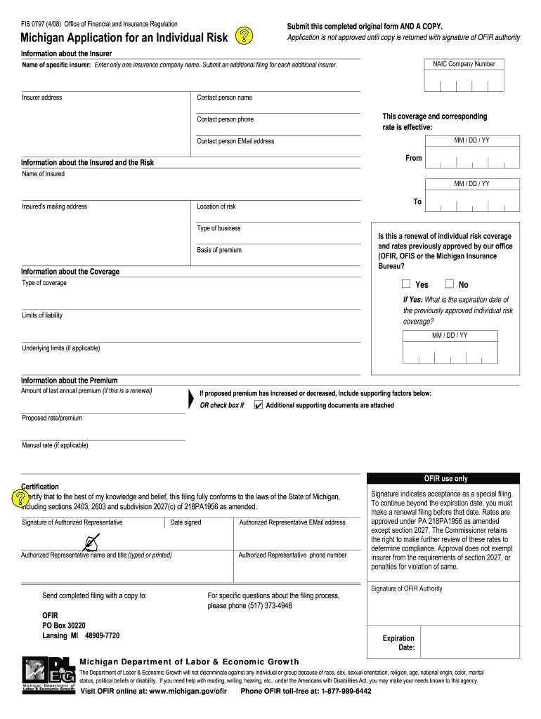 Fis 0797 Michigan  Form