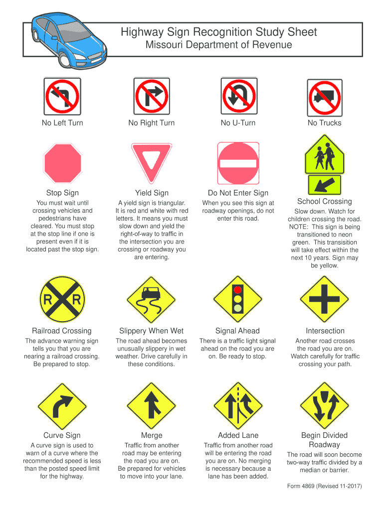 Road Signs Test  Form