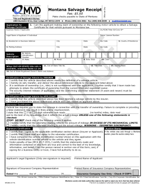 Salvage Receipt  Form