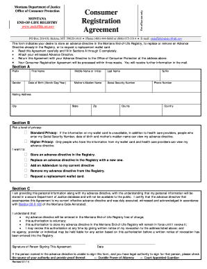 Consumer Registration Agreement Montana Department of Justice Doj Mt  Form
