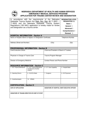 NE Trauma Designation Application Static Nebraska Health and Dhhs Ne  Form