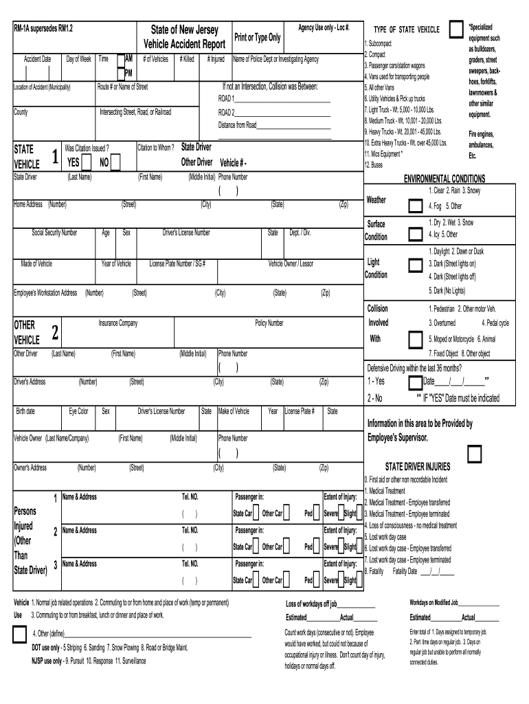 Accident Report New Jersey  Form