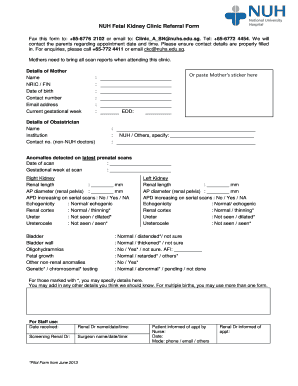 NUHS Fetal Kidney Clinic Referral Form