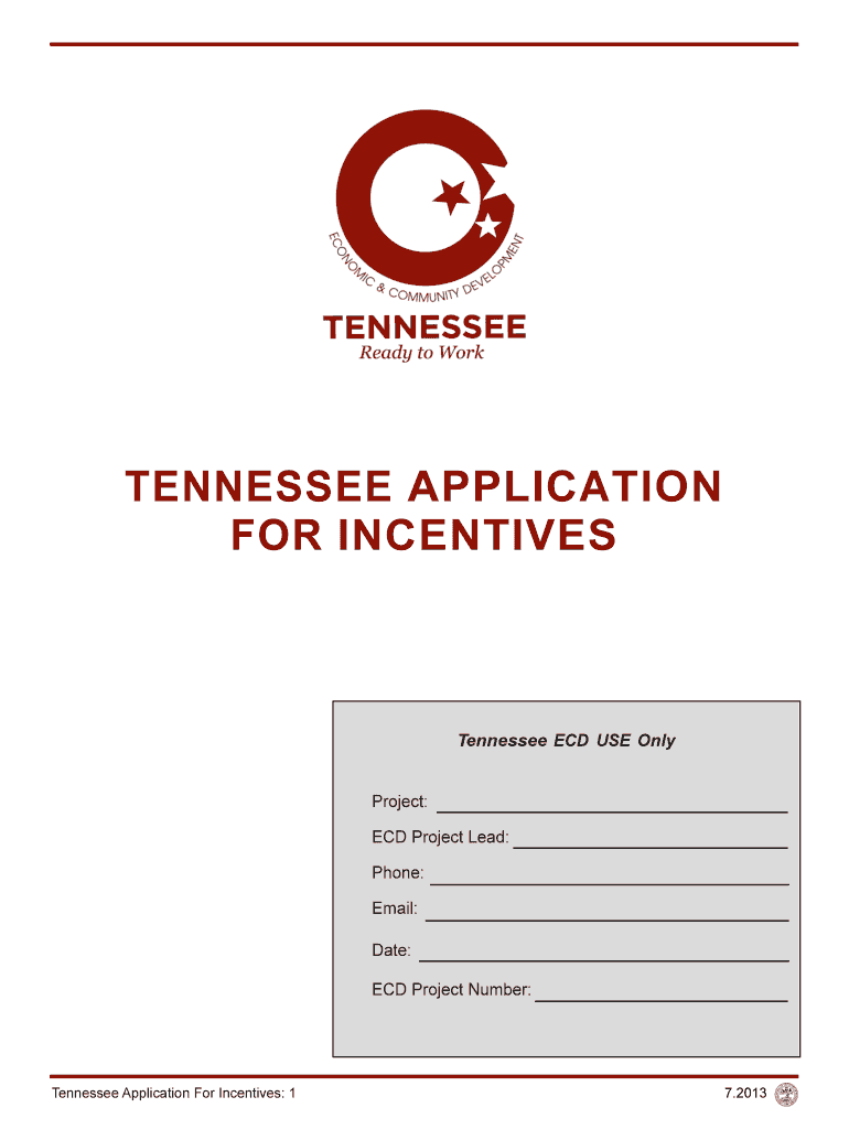  Tennessee Application for Incentives Form 2013-2024