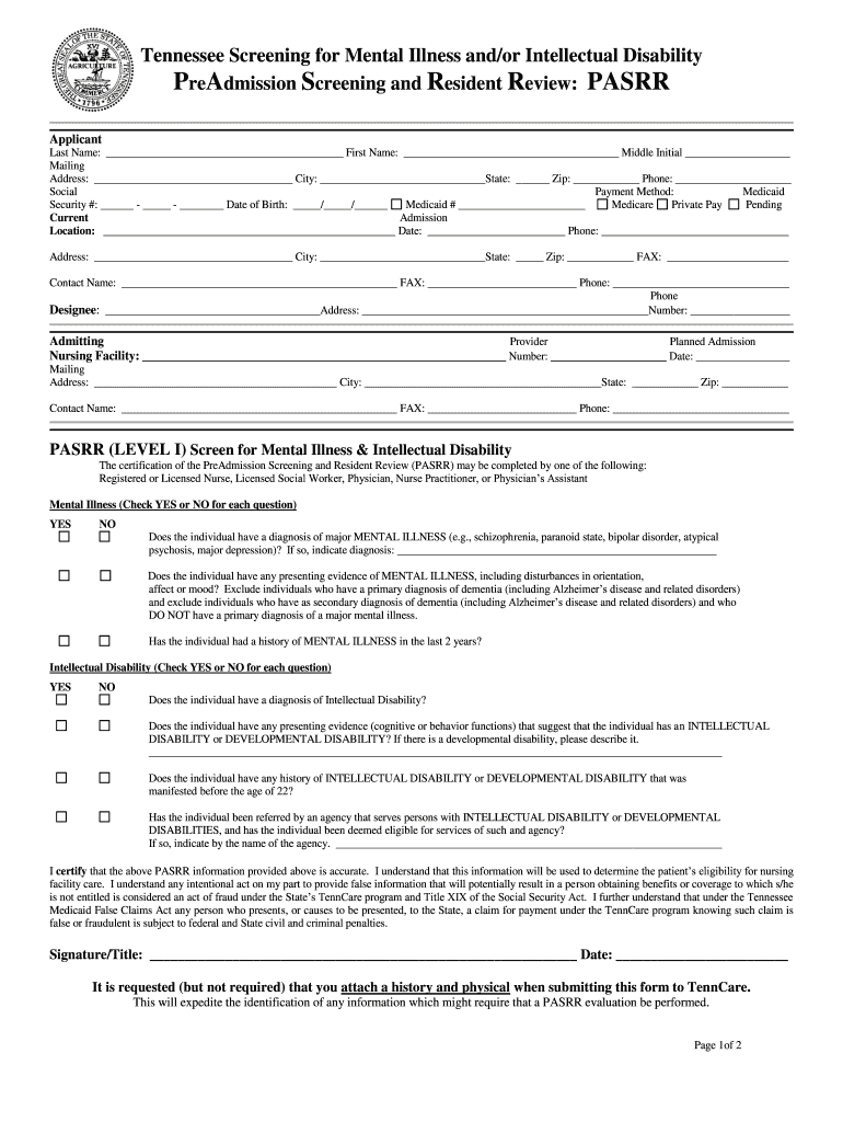 Pasrr Tn  Form