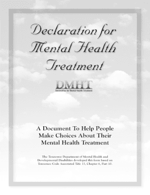 The Declaration for Mental Health Treatment Form TN Gov Tn