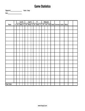 Basketball Stat Sheet  Form
