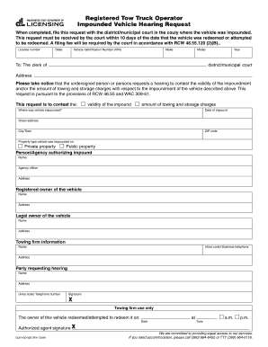 Impounded Vehicle Hearing Request  Form