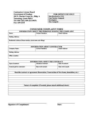 Contractors License Board Guam  Form